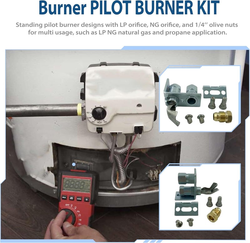 ActyGo Replacement Burner PILOT BURNER set Q314A4586 Q314A-CSC fits Dayton Sterling Beacon Morris Honeywell etc Heater include (Bracket+Screws） - Image 5